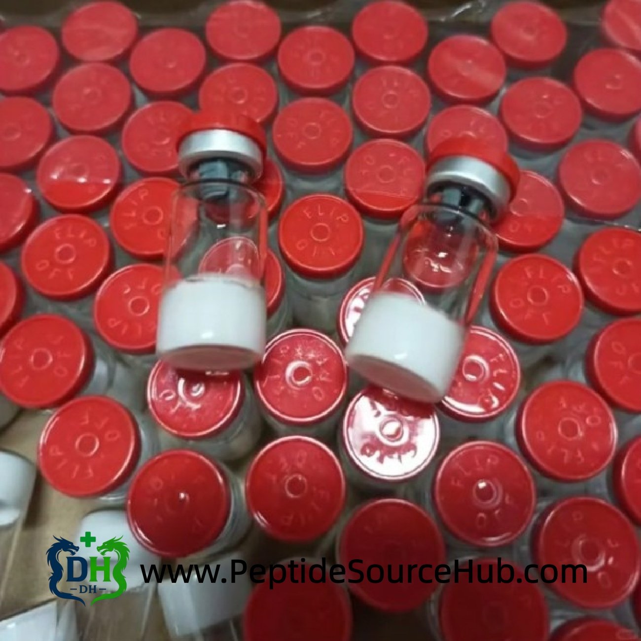 Adipotide peptide vial close-up for wholesale bulk supplier, factory-direct stock