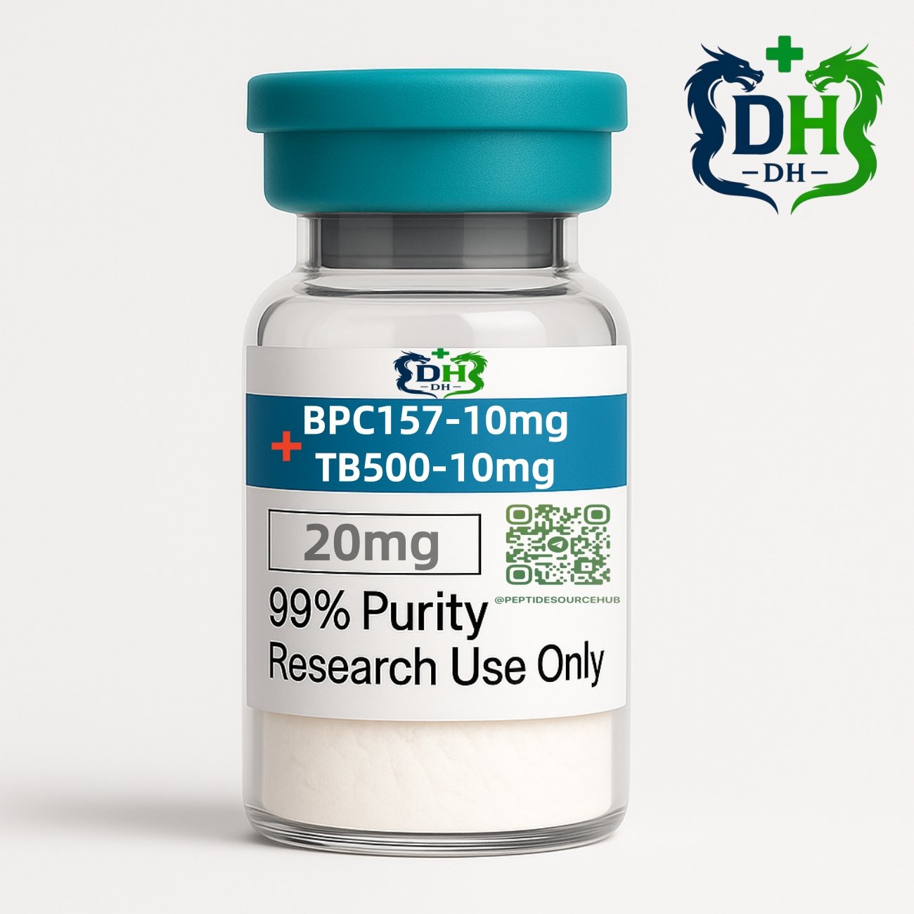 BPC-157 10 mg + TB-500 10 mg blend vial label (20 mg)