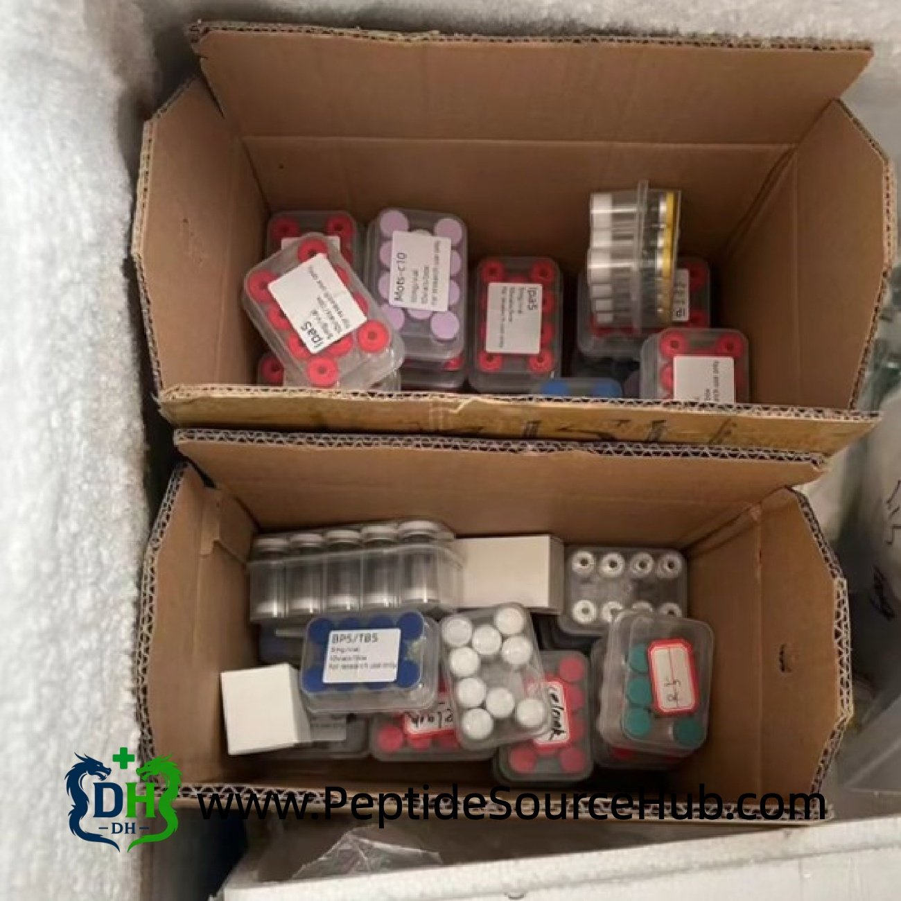 Cooler box with packed kits supporting BPC-157 5 mg + TB-500 5 mg Blend bulk order handling