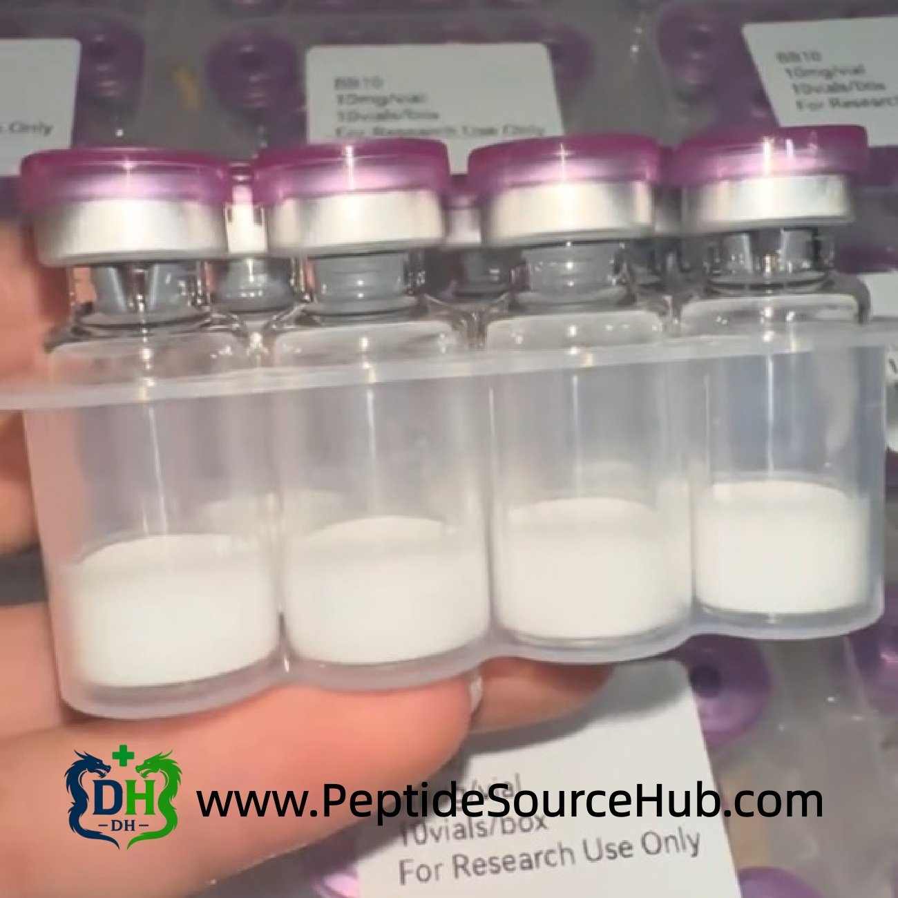 Ten vials in tray image for BPC-157 5 mg + TB-500 5 mg Blend, kit presentation close-up