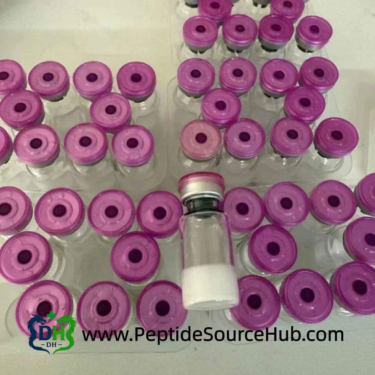 Batch vials background image for BPC-157 5 mg + TB-500 5 mg Blend with a single vial centered
