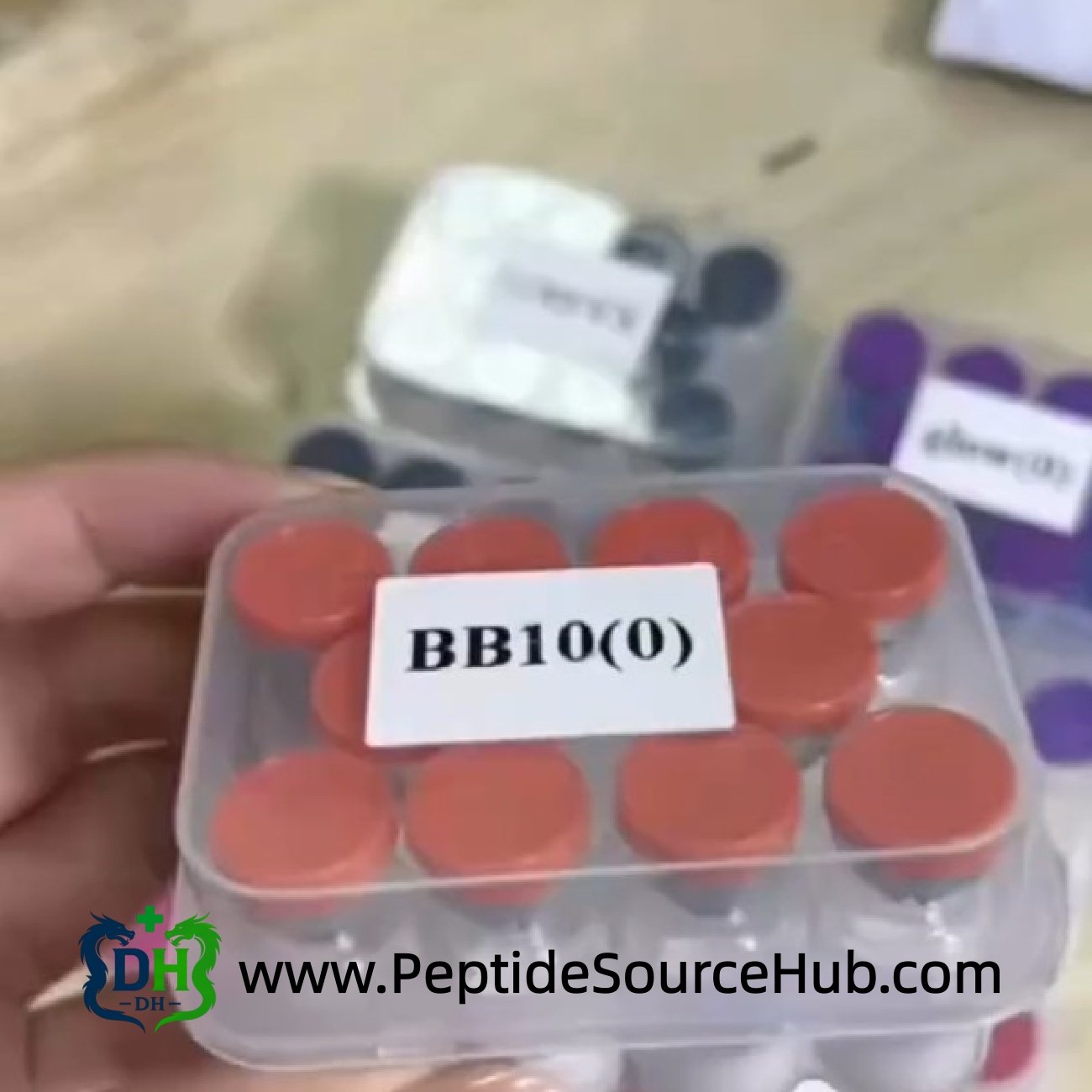 Red-cap kit box close-up for BPC-157 5 mg + TB-500 5 mg Blend, labeled kit presentation
