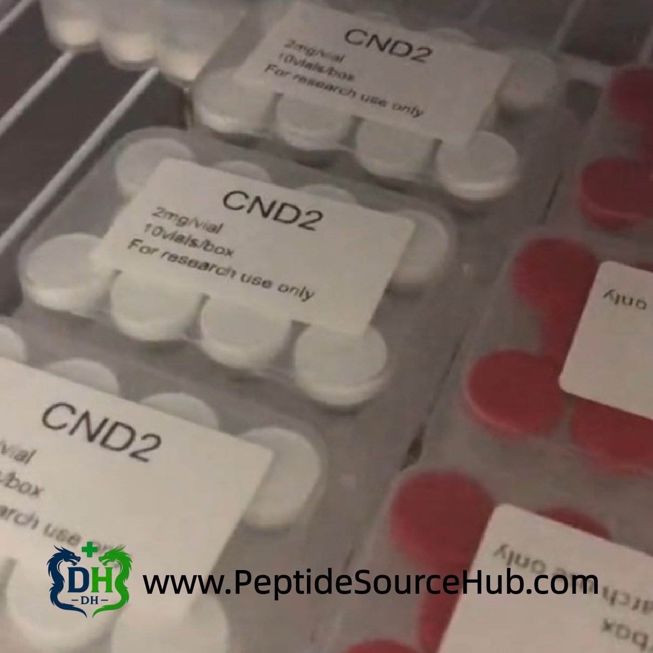 CJC-1295 no DAC peptide boxes stacked in cold room