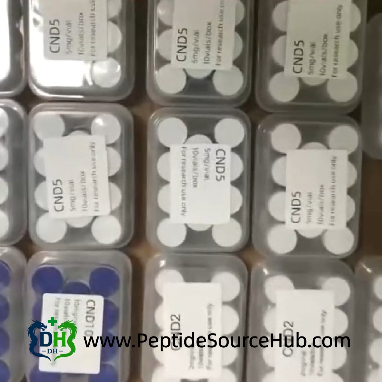 Multiple CJC-1295 no DAC CND5 kits on table