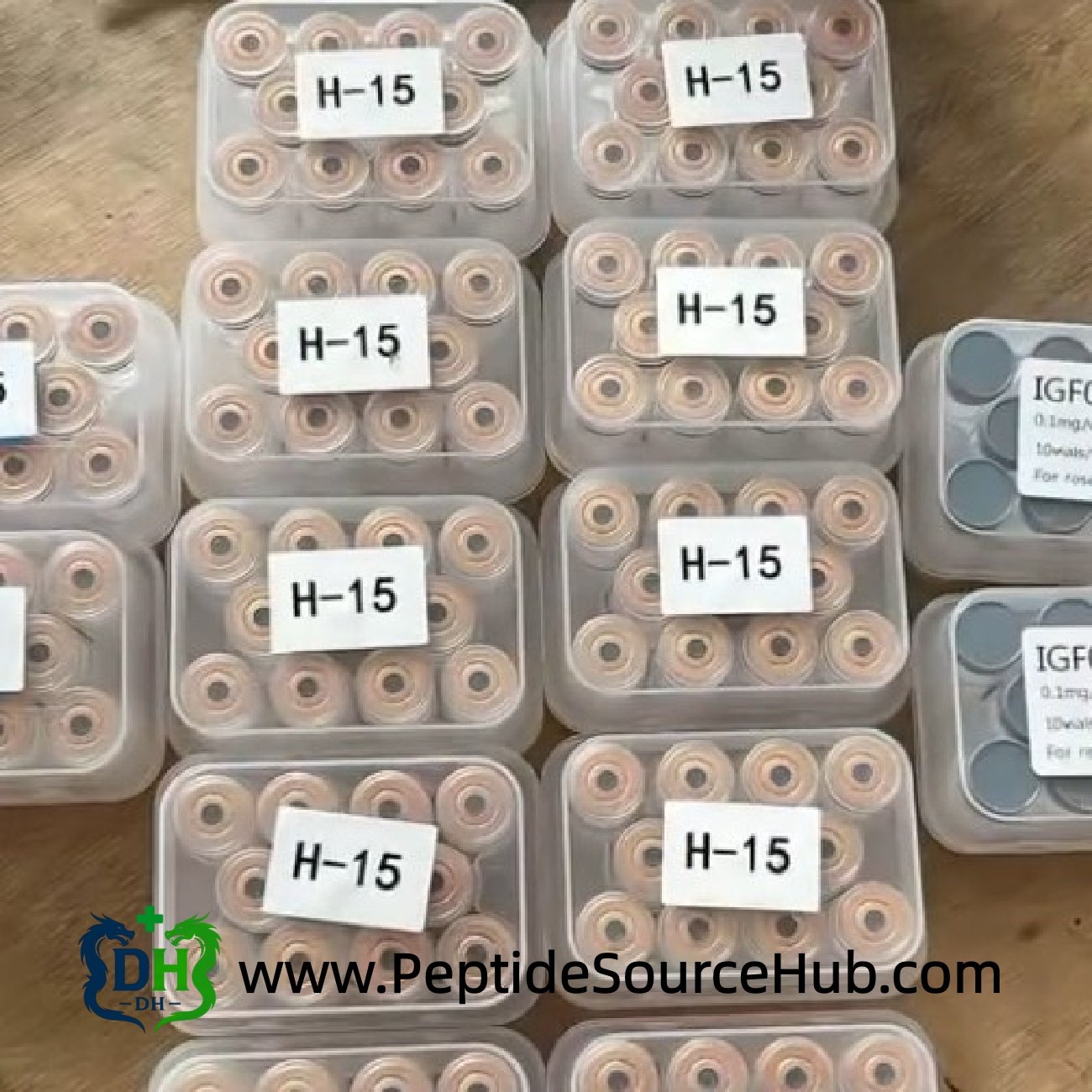 Custom HGH H15 coded trays with gold caps