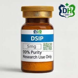 DSIP 5 mg peptide in amber vial, high-purity powder