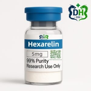 Hexarelin 5 mg peptide vial mockup for wholesale buyers
