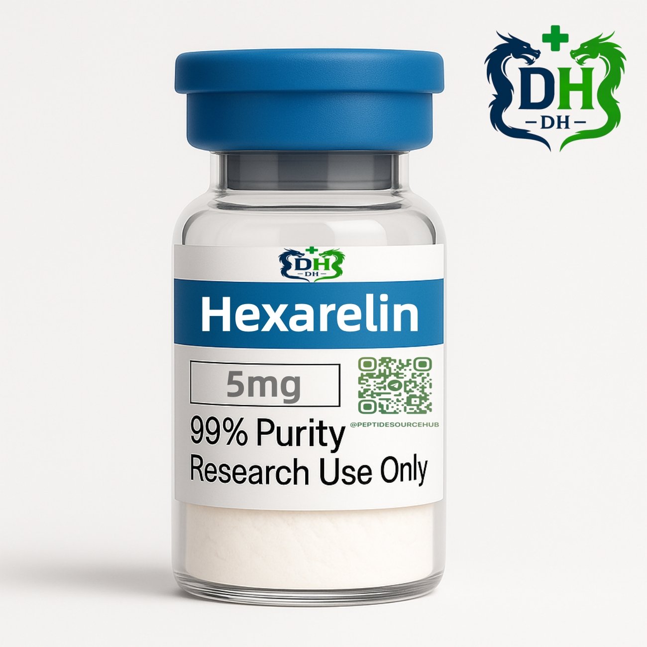 Hexarelin 5 mg peptide vial mockup for wholesale buyers
