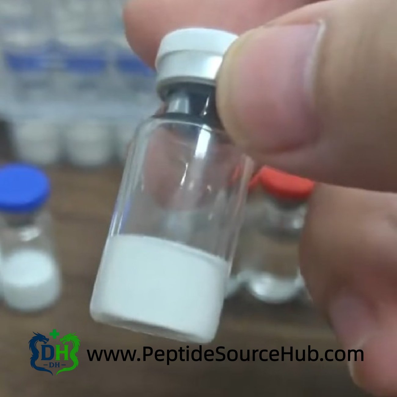 Melanotan I MT1 vial with dense white lyophilized powder