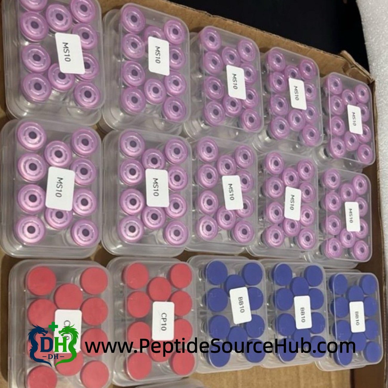 MOTS-C coded MS10 peptide trays in shipping carton