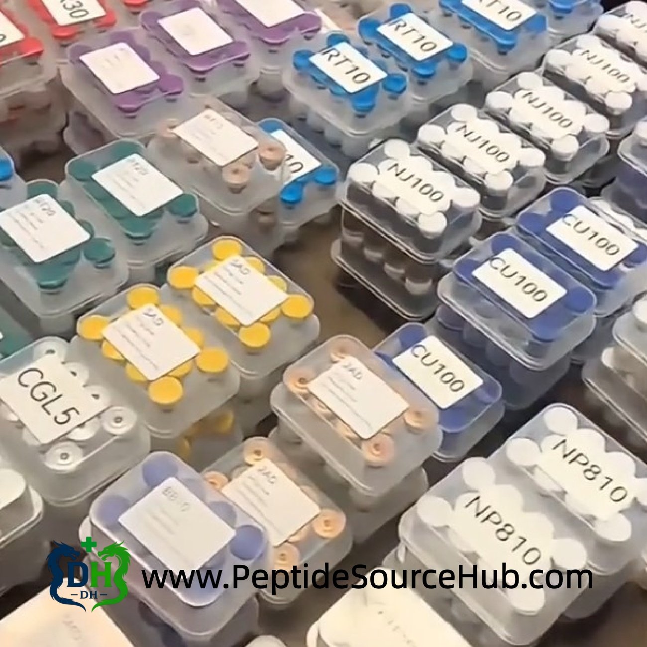 Assorted cosmetic peptide trays including SNAP-8 inventory