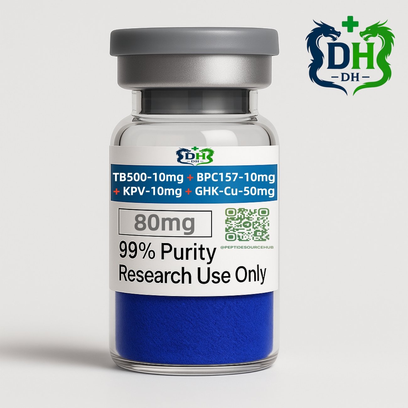 Klow TB-500 10mg + BPC-157 10mg + KPV 10mg + GHK-Cu 50mg blue copper peptide vial 80mg