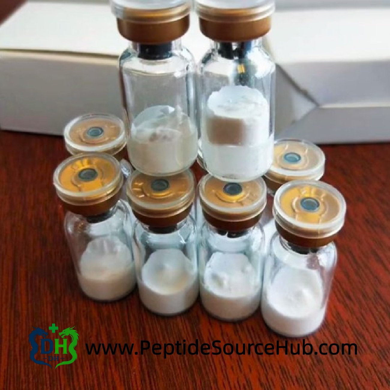 Triptorelin lyophilized peptide vials stacked in pyramid