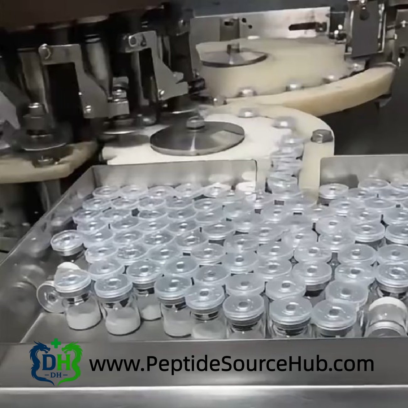 VIP peptide vials on automated capping and filling machine