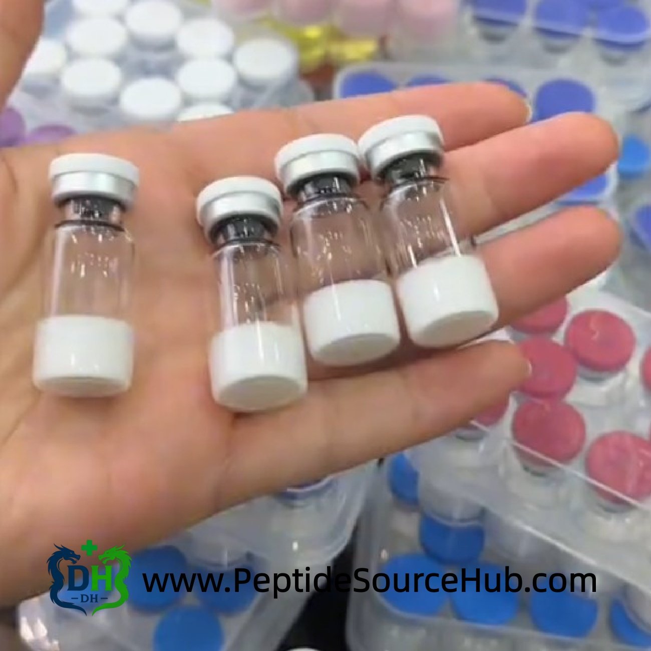 Four VIP peptide 10 mg vials in hand